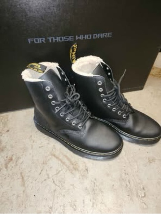Dr. Martens Other - Dr. Martens Black Leather Lace-Up Boots with Shearling Collar
